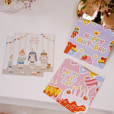 Carte de Vœux en Papier Couché Style Instagram Frais Mignonne Carte de Message Dessin Animé Décoration d'Anniversaire Merci Étiquette Cadeau