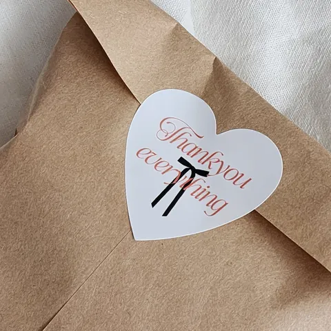 Heart Shape Adhesive Gift Wrapping Stickers Thank You Text Pattern Color Printed Labels For Mother Father Day Decor