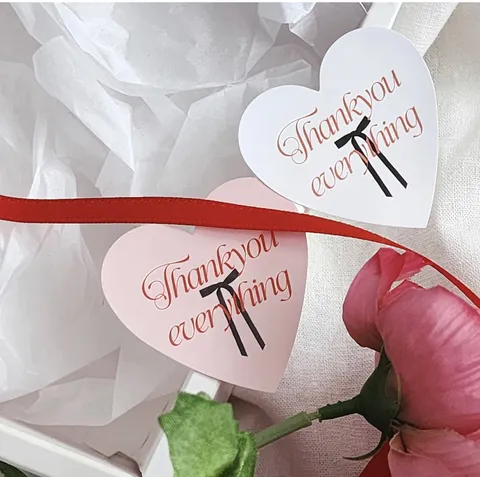 Heart Shape Adhesive Gift Wrapping Stickers Thank You Text Pattern Color Printed Labels For Mother Father Day Decor
