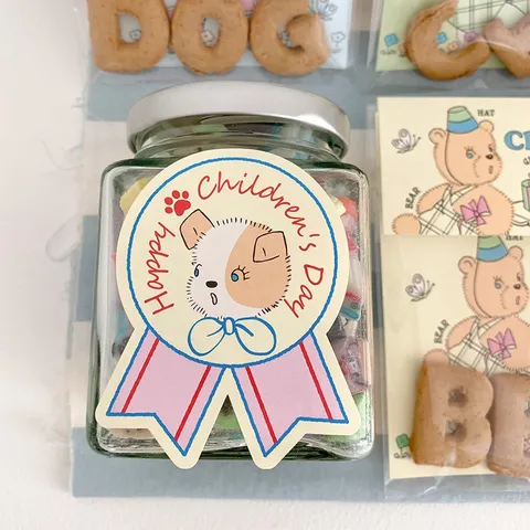 Simpatici Adesivi Decorativi Autoadesivi con Disegno di Medaglia Gatto Orso Cane Foglio Adesivo Stile Ins Etichetta di Carta Sigillo per Scatola Regalo Scrapbook Artigianato Giornata dei Bambini