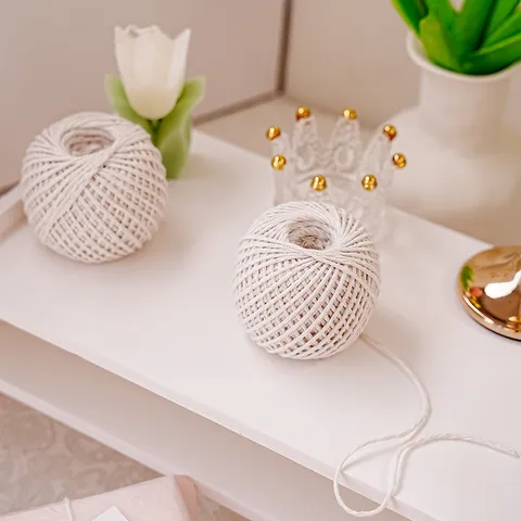 White Polyester Cotton Cord Twine Rope Ball For DIY Handmade Gift Packaging Tags Crafts Kitchen Household Wrapping Materials