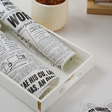 Vintage English Newspaper Print Silicone Baking Paper Non-Stick Food Wrapping Paper For Sandwich Burger Bread Pizza Greaseproof Paper Packaging