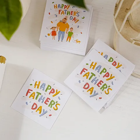 Minimalist Modern Art Paper Color Printed Square Messages Greeting Cards Family Illustration Hand Drawn Style Father Day Blessing Note Cards Gift Decor