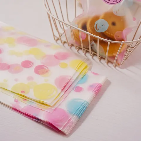 Ins Style Frosted Packaging Bags Geometric Circle Pattern Plastic Food Pouch For Cookie Pastry Nuts Mooncake Packing