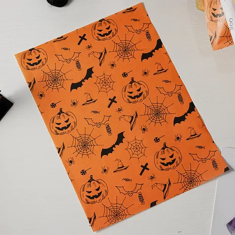 Halloween Baking Wrapping Wax Paper Pumpkin Ghost Bat Printed Food Wrapper Placemat For Holiday Party Pastry DIY Paper Liner