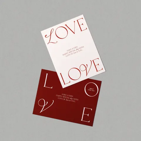 Minimalist Paper Valentine Day Love Letter Greeting Card Flower Gift Wrap Decor Card Square Message Note For Wedding Party