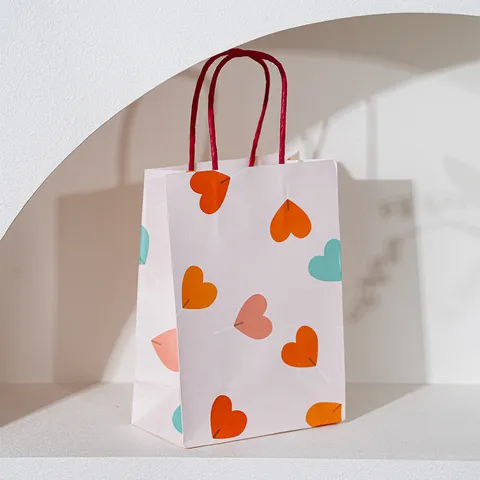 Sac Cadeau Romantique en Papier Couché Forme de Cœur Rose Avec Impression de Lettres Sweetest Sac de Transport pour Saint-Valentin Boulangerie Dessert Boîte Cadeau