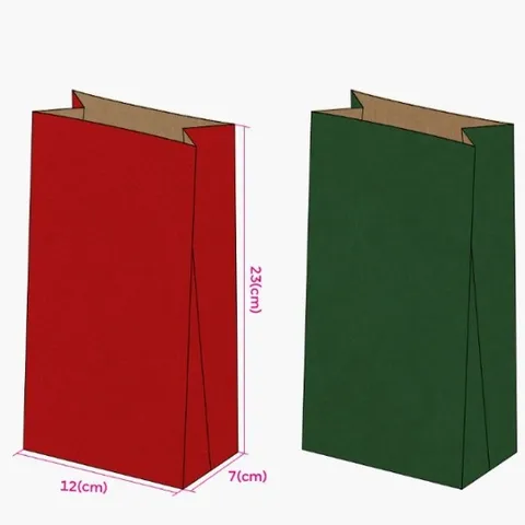 Bolsas de Regalo de Papel de Navidad Rojas Verdes Bolsas de Papel para Dulces Fondo Cuadrado para Regalos de Fiesta Decoración