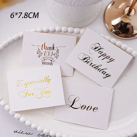 Biglietto di Auguri Minimalista Con Lamine d'Oro Eleganti Biglietti Regalo in Cartoncino Per Decorazione Compleanno Matrimonio