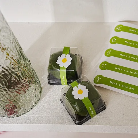 Autocollants de Scellage Floraux Verts Étiquettes Adhésives à Longue Bande Pour Décoration d'Emballage de Boîte Cadeau Alimentaire DIY Étiquettes de Sceau
