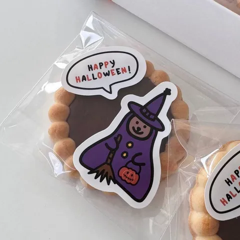 Halloween Witch Speech Bubble Self-Adhesive Stickers Cartoon Pumpkin Die-Cut Art Paper Decorative Label Stickers For Festive Packaging Party Decor