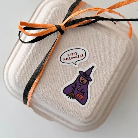 Halloween Speech Bubble Decorative Sticker Cute Cartoon Witch Sealing Sticky Label For Gift Box Wrapping Packaging Treat Bag Decoration
