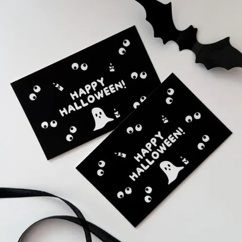 Biglietti Auguri Halloween Happy Halloween Messaggio Carta Zucca Fantasma Cartone Animato Festa Decorazione Grazie Regalo Carta Patinata Stampato Confezione