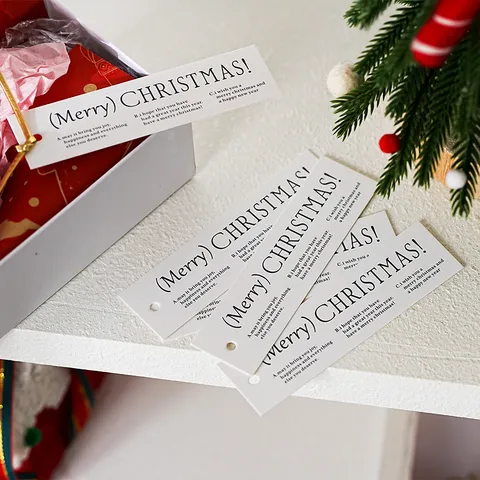 Cartellini Regalo in Carta Rettangolari Lunghi Natalizi Lettere Merry Christmas Biglietti Messaggio Fai da Te Decorazione Scatola Regalo