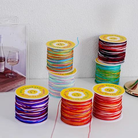 Filo di Seta in Poliestere Sfumato Multicolore Stile Ins per Scatola di Imballaggio per Cartellini Fai-da-te Nastro Artigianale Stringa Decorativa Accessori