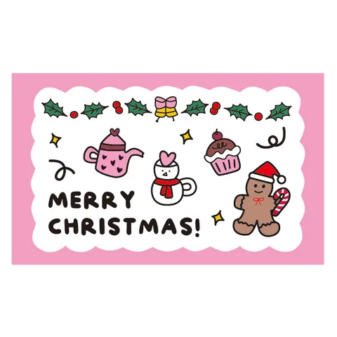 Merry Christmas Grußkarten Niedlicher Cartoon Lebkuchenmann Schneemann Blumenstrauß Geschenkbox Dekoration Segen Geschenkkarten