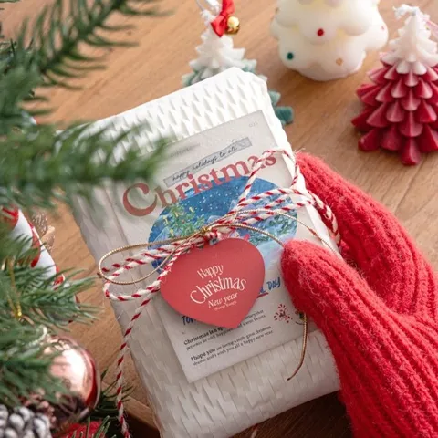 Hartvormig Kerstmis Papieren Hanglabels Cadeauverpakking Berichtkaarten Decoratief Digitaal Bedrukt Etiketten Bakkerij