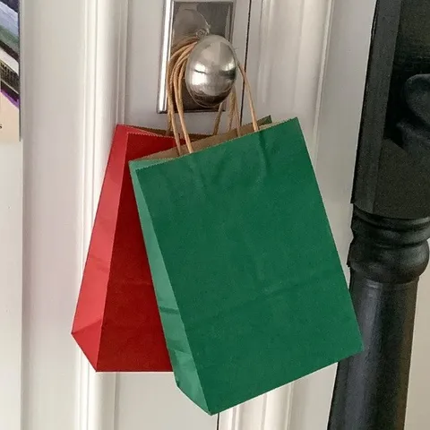 Kerstmis Kraftpapier Geschenkzak Met Handvat Effen Kleur Verpakking Uitdeelzakje Voor Feestdagen Party Decoratie