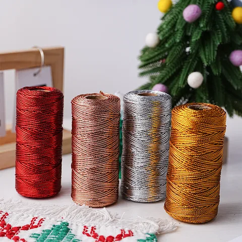 Metallisches Polyesterband Für Weihnachtsgeschenkverpackung DIY Schleife Handwerk Verpackung Bindeschnur Feiertags Party Dekor