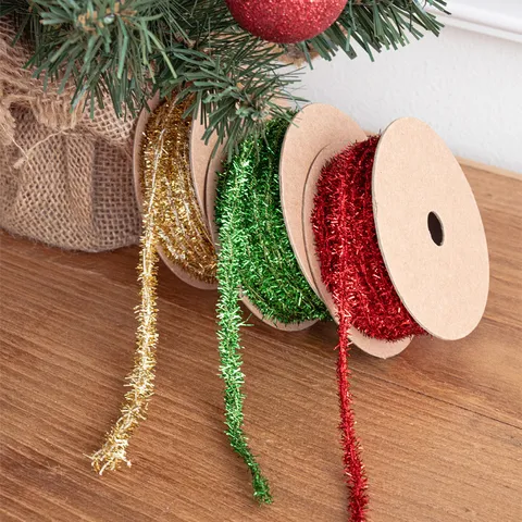 Navidad Poliéster Oropel Cinta Para Regalo Embalaje Bricolage Artesanal Encuadernación Cuerda Festival Fiesta Decorativo Cordón Árbol Adorno