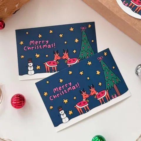Merry Christmas Cartes De Voeux Papier Couche Message Cadeau Etiquettes Avec Motif Renne Bonhomme De Neige Imprime Carte De Fete Pour Decoration Emballage