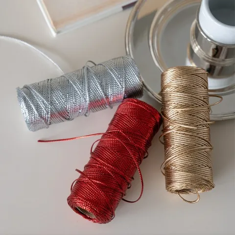 Metallisches Polyesterband Für Weihnachtsgeschenkverpackung DIY Schleife Handwerk Verpackung Bindeschnur Feiertags Party Dekor