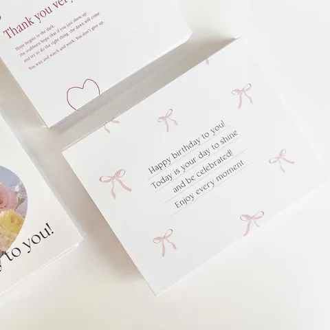Tarjeta de Felicitación de Cumpleaños con Lazo Rosa Estilo Coreano para Decoración de Envoltura de Regalos Bricolage