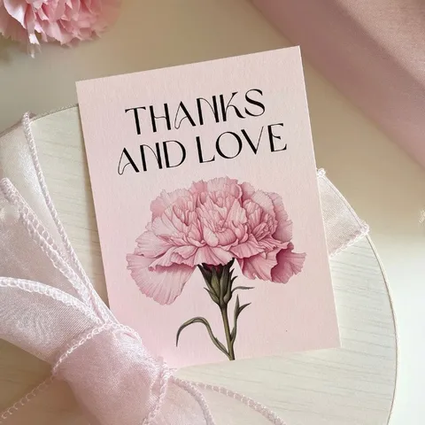 Mother Day Carnation Flower Message Paper Card Thanks And Love Greeting Label Card Bouquet Note Gift Card Decoration