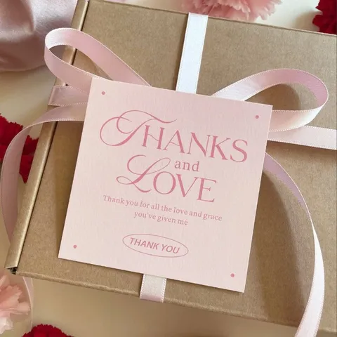 Tarjetas Felicitación Cuadradas Papel Estucado Minimalistas Notas Mensaje Escritas a Mano Rosa Romántico para Decoración Regalo Ramo