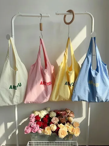 Borsa Tote in Tela da Donna Grande Capacità Borsa a Tracolla Casual Stampa di Lettere Semplice Borsa della Spesa di Designer Borsa Versatile