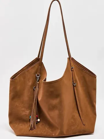 Borsa Tote in Camoscio Vintage da Donna Grande Capacidad Borsa a Tracolla Casual Borsa della Spesa Morbida con Nappa