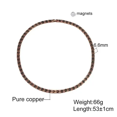 Vintage Pure Copper Magnetic Chain Necklace Retro Lattice Net Pattern Geometric Link Chain Clasp Choker For Party Unisex