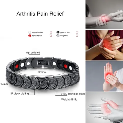 Titanium Steel Magnetic Therapy Bracelet Stainless Steel Geometric Hammered Wristband Fashion Jewelry Unisex Energy Bracelet