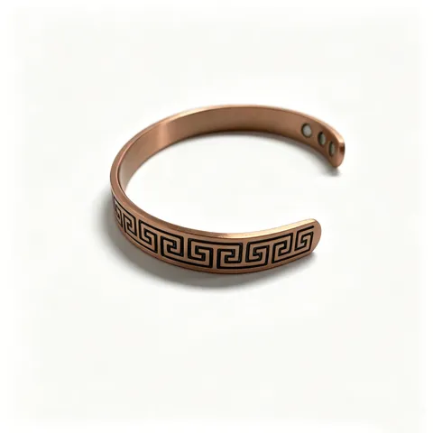 Vintage Pure Copper Magnetic Bracelet For Men Women Geometric Fret Pattern Cuff Bangle Open Adjustable Therapy Energy Health Jewelry Gift