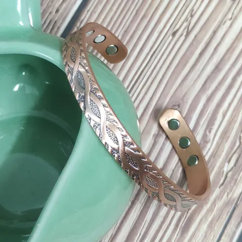Vintage Pure Copper Magnetic Therapy Bangle Bracelet Infinity Symbol Adjustable Cuff Bracelet For Pain Relief Women Men Jewelry Gift