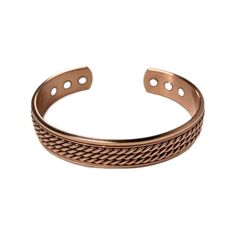 Vinterly Luxury Copper Magnetic Open Cuff Bracelet For Men Women Twisted Braided Wire Health Healing Therapy Magnetic Jewelry Adjustable Bangle
