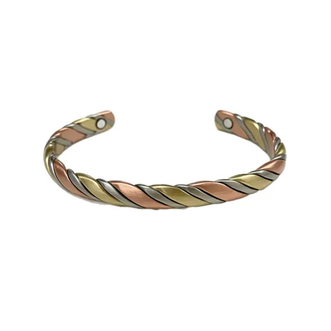 Vinterly Cuivre Bracelet Magnétique Jonc Tissé à la Main Torsadé Tricolore Pour Hommes Femmes Mode Quotidienne Bijoux Cadeau