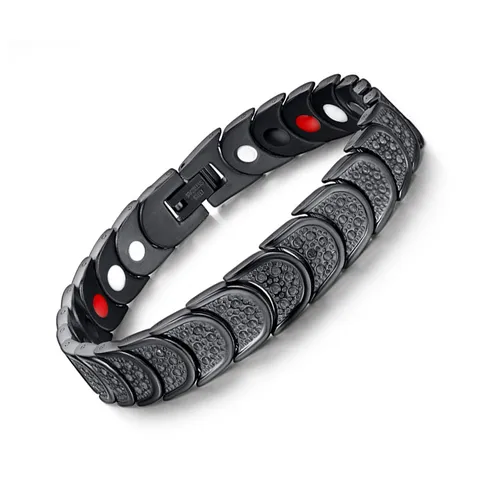 Titanium Steel Magnetic Therapy Bracelet Stainless Steel Geometric Hammered Wristband Fashion Jewelry Unisex Energy Bracelet