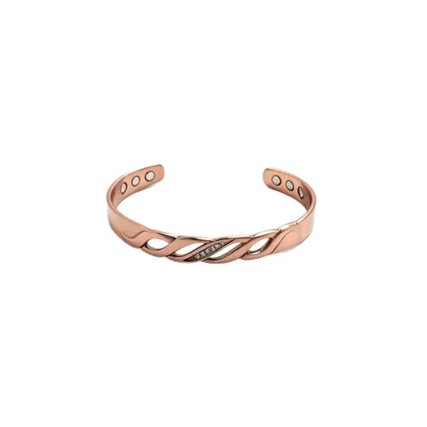 Magnetic Pure Copper Bangle For Men Women Braided Infinity Symbol Adjustable Rhinestone Open Cuff Therapy Bracelet Jewelry