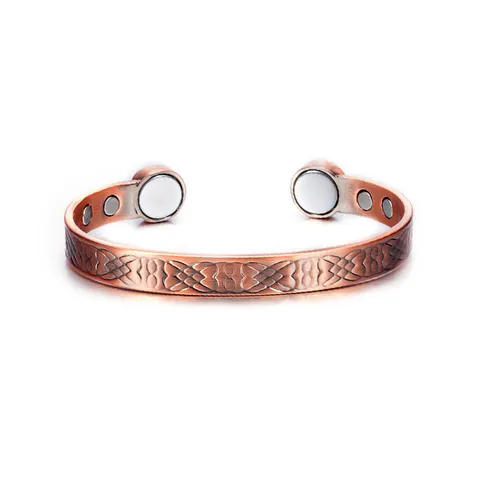 Vintage Red Copper Magnetic Bracelet For Men Women Celtic Infinite Knot Infinity Pattern Adjustable Open Cuff Bangle Jewelry Gift