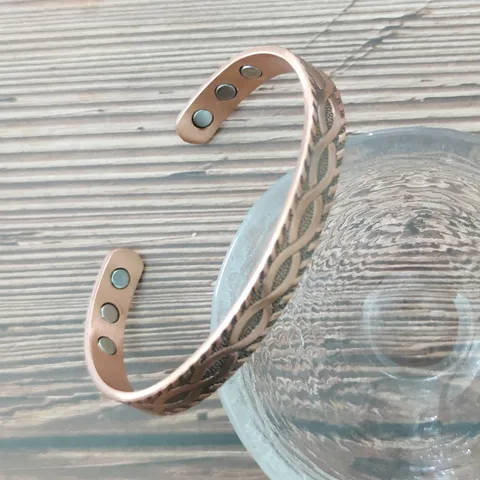 Vintage Pure Copper Magnetic Therapy Bangle Bracelet Infinity Symbol Adjustable Cuff Bracelet For Pain Relief Women Men Jewelry Gift