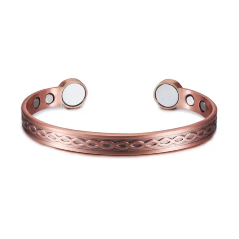 Vintage Red Copper Magnetic Bracelet For Men Women Celtic Infinite Knot Infinity Pattern Adjustable Open Cuff Bangle Jewelry Gift