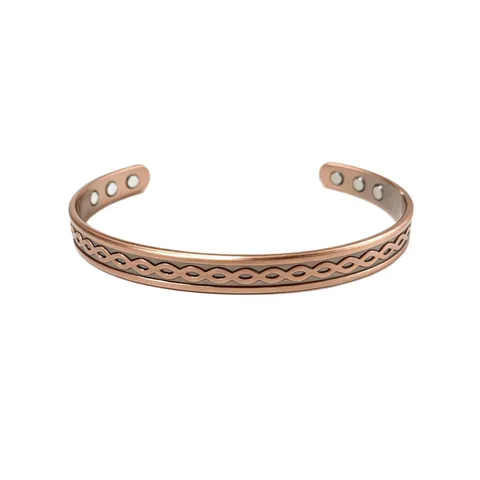 Vintage Copper Magnetic Open Bangle Celtic Spiral Knot Pattern Adjustable Cuff Bracelet With Magnets For Daily Men Women Jewelry