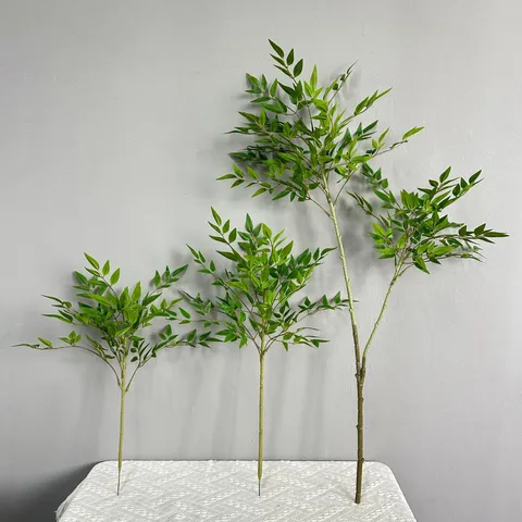 Branche de Plante Nandin Artificielle Faux Feuillage Vert Tige de Simulation pour Décoration d'Intérieur Salon Arrangement Floral