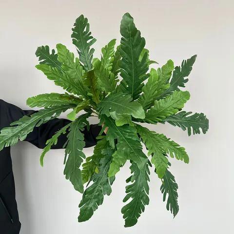 Artificial Birds Nest Fern Boston Fern Plant Wall Material Fake Greenery Leaves For Home Office Micro Landscape Decor