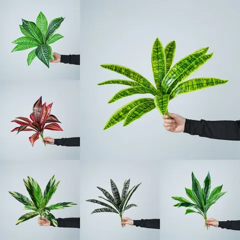 Τεχνητό Sansevieria Dieffenbachia Ριγέ Φύλλο Πράσινο Φυτό Ψεύτικο Φύλλωμα Για Floral Διευθέτηση Διακόσμηση Σπιτιού