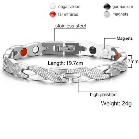 Stainless Steel Magnetic Therapy Bracelet For Women Men Health Care Fashion Chic Link Wristband Jewelry