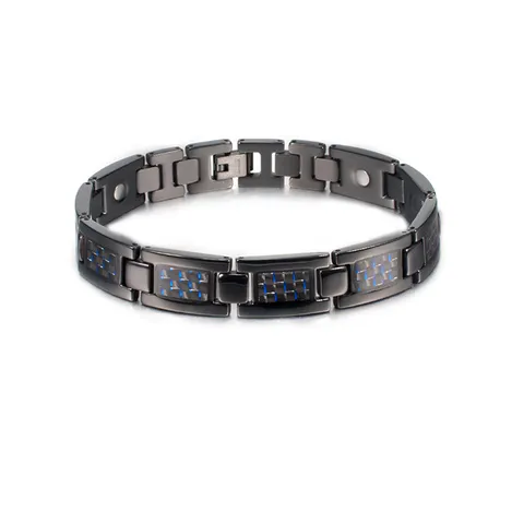 Men Titanium Carbon Fiber Magnetic Bracelet Stainless Steel Link Wristband Fashion Business Jewelry Gift