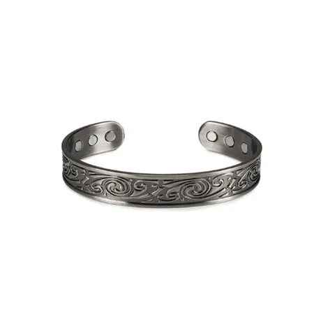 Vintage Men Pure Copper Magnetic Bracelet Relief Fatigue Retro Scroll Pattern Copper Silver Bracelet Jewelry Gift