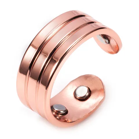 Pure Red Copper Open Adjustable Magnetic Ring Minimalist Geometric Therapy Finger Ring Fashion Jewelry For Unisex